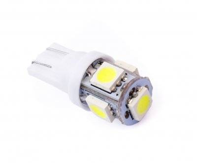 Лампа LED безцокольная T10 5SMD W5W 12V WHITE (пр-во TEMPEST)